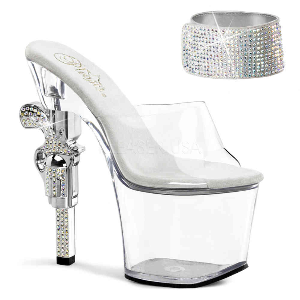 Pleaser - REVOLVER712 Mules à talons - Chaussures de pole dance - Blanc Product image